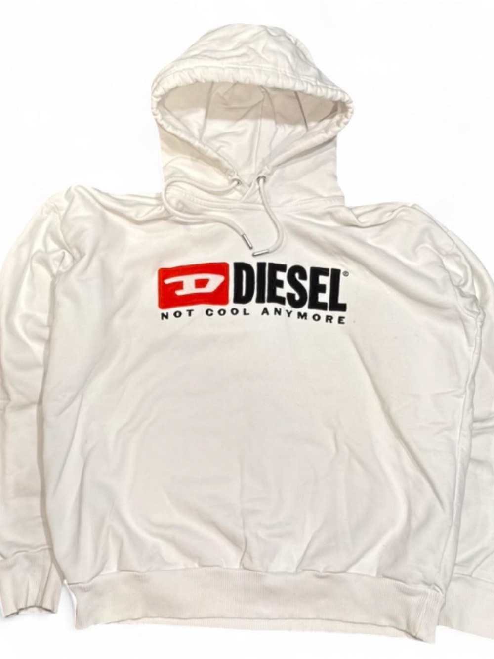 Y2K Diesel Embroidered White Hoodie